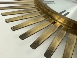 Pamono Mid-Century Modern Sunburst Wall Clock in Brass from Meister Anker, 1960s><noscript><img width=