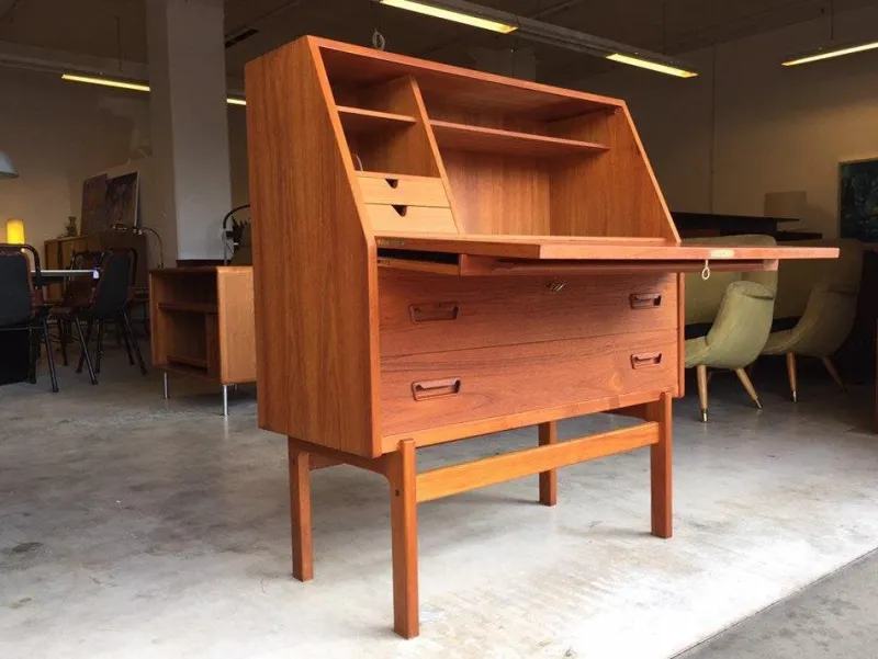 Outlet Pamono Mid-Century Modern Swedish Teak Secretary Writing Desk by Arne Wahl Iversen