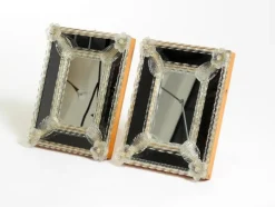 Pamono Mid-Century Modern Table Mirrors with Murano Glass Rosettes, 1950s, Set of 2><noscript><img width=