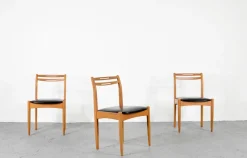 Pamono Mid-Century Modern Teak and Leatherette Dining Chairs, 1960s, Set of 4> Side Chairs & Dining Chairs