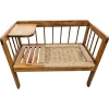 Pamono Mid-Century Modern Telephone Bench with Danish Paper Cord Seat, Former Yugoslavia, 1960s> Benches