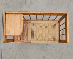 Pamono Mid-Century Modern Telephone Bench with Danish Paper Cord Seat, Former Yugoslavia, 1960s><noscript><img width=