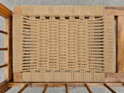 Pamono Mid-Century Modern Telephone Bench with Danish Paper Cord Seat, Former Yugoslavia, 1960s><noscript><img width=