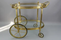 Pamono Mid-Century Modern 2-Tier Brass and Glass Bar Cart in the style of Maison Baguès, 1950s> Serving Bar Carts & Trolleys