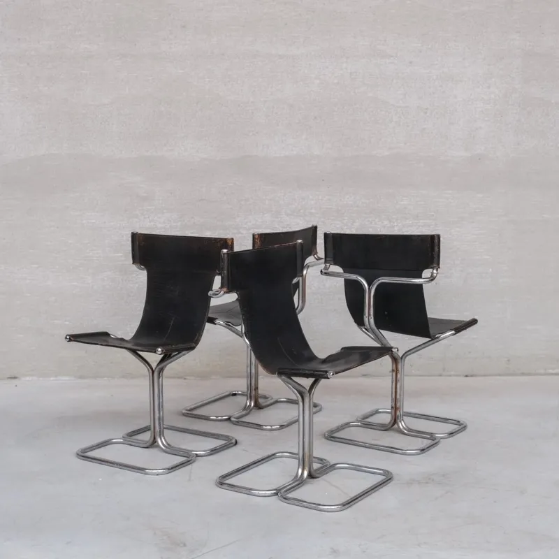 Pamono Mid-Century Modern Topos Dining Chairs by Gruppo Dam for Busnelli, 1970s, Set of 4> Side Chairs & Dining Chairs