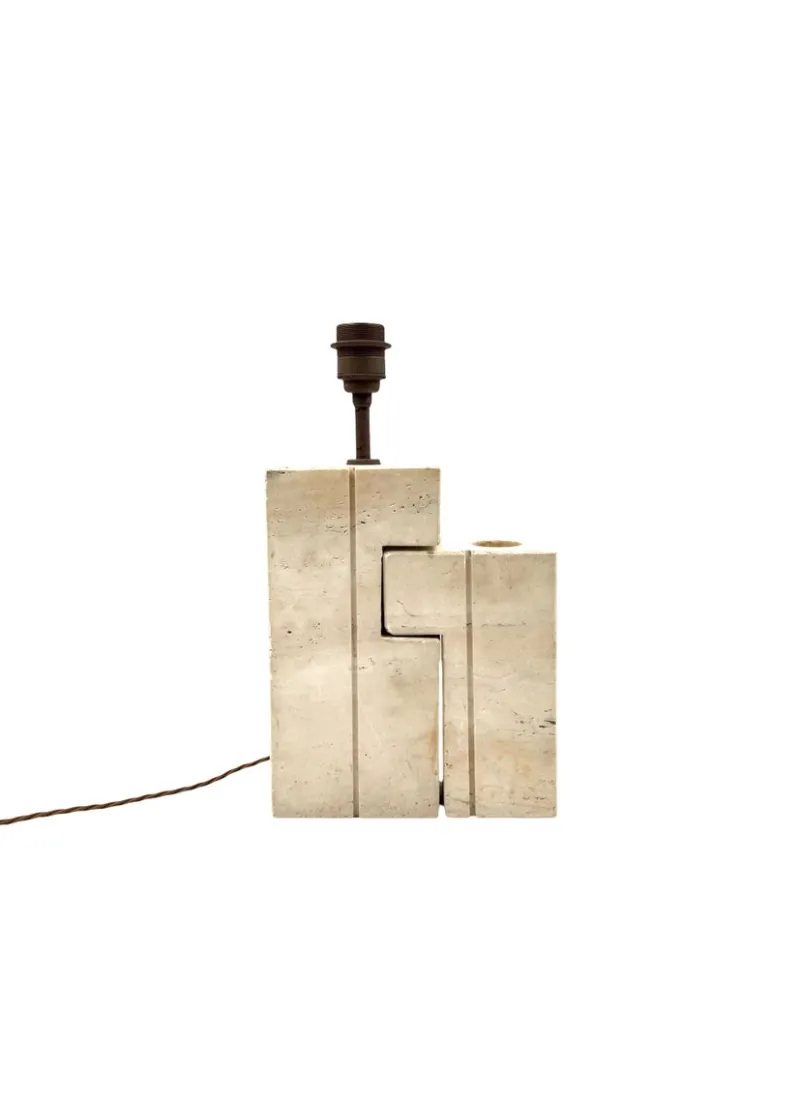 Pamono Mid-Century Modern Travertine Sculptural Table Lamp, Italy, 1960s> Table Lamps