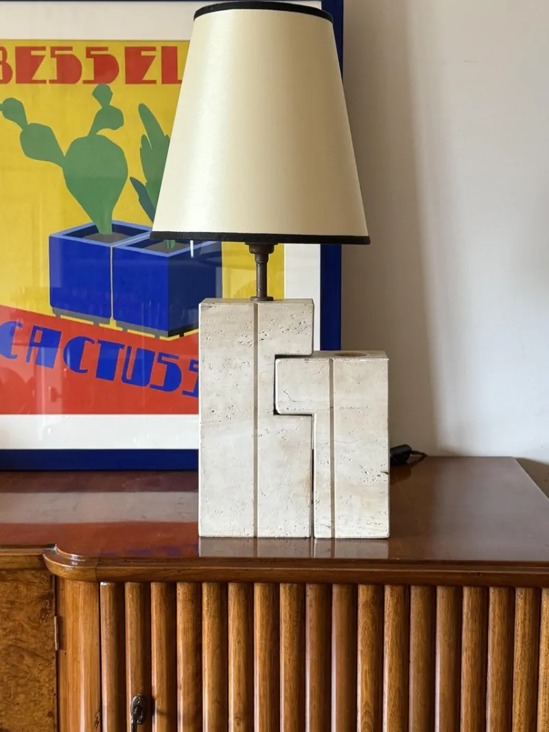 Pamono Mid-Century Modern Travertine Sculptural Table Lamp, Italy, 1960s> Table Lamps