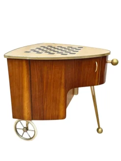 Pamono Mid-Century Modern Trolley in Teak Veneer and Brass, 1950s> Serving Bar Carts & Trolleys