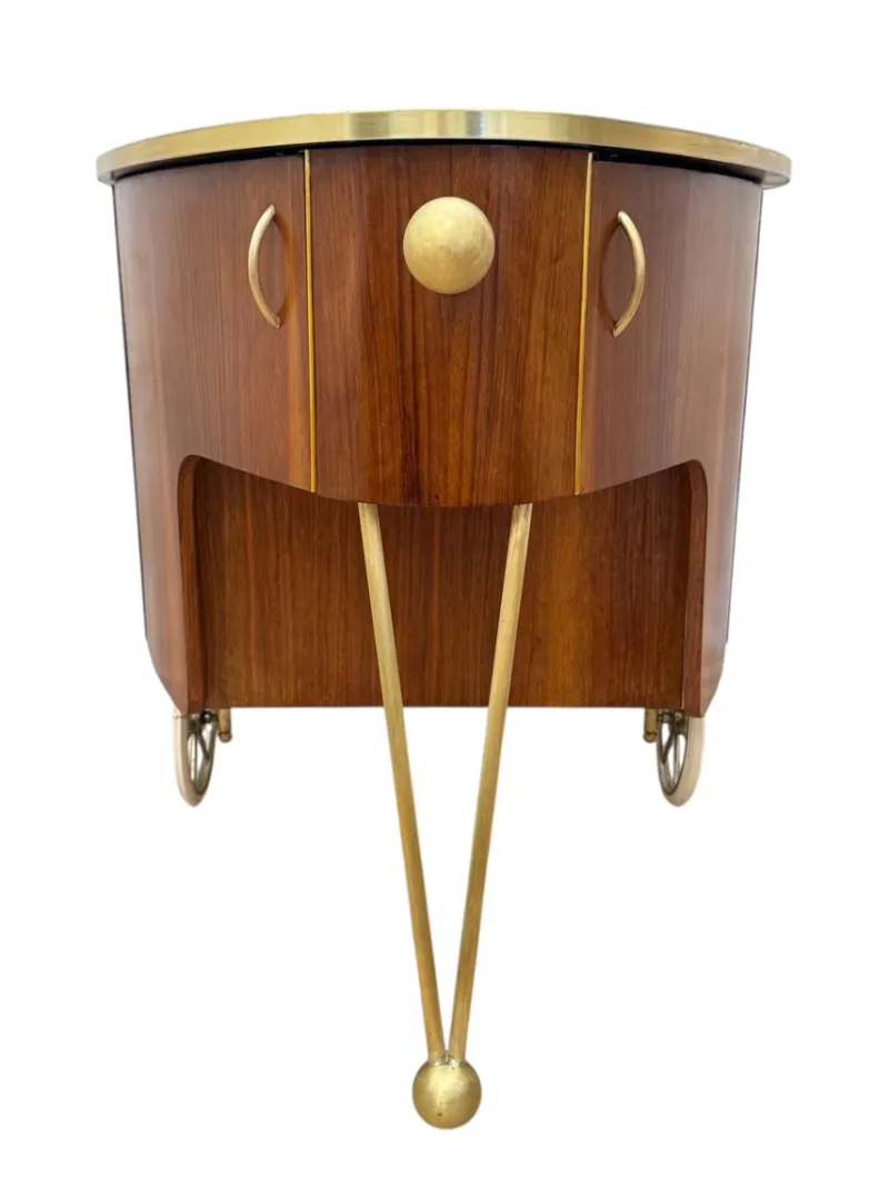 Pamono Mid-Century Modern Trolley in Teak Veneer and Brass, 1950s> Serving Bar Carts & Trolleys