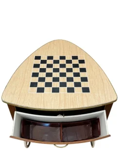 Pamono Mid-Century Modern Trolley in Teak Veneer and Brass, 1950s><noscript><img width=