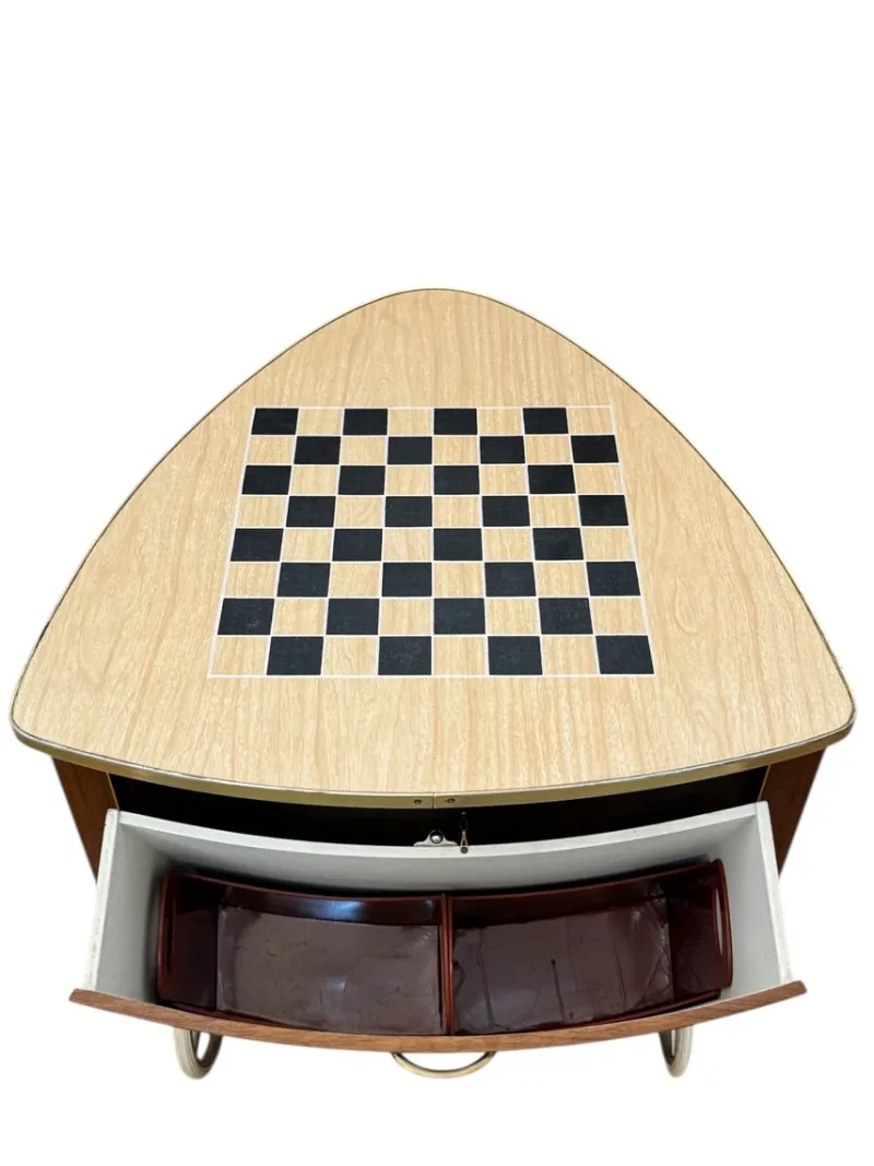 Pamono Mid-Century Modern Trolley in Teak Veneer and Brass, 1950s> Serving Bar Carts & Trolleys