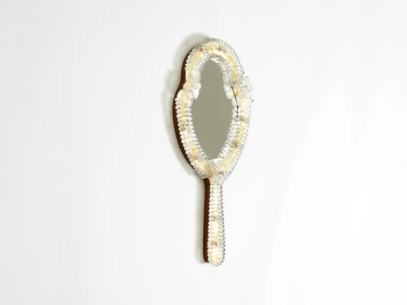Pamono Mid-Century Modern Venetian Wall Mirror with Murano Glass Rosettes, 1950s> Mirrors