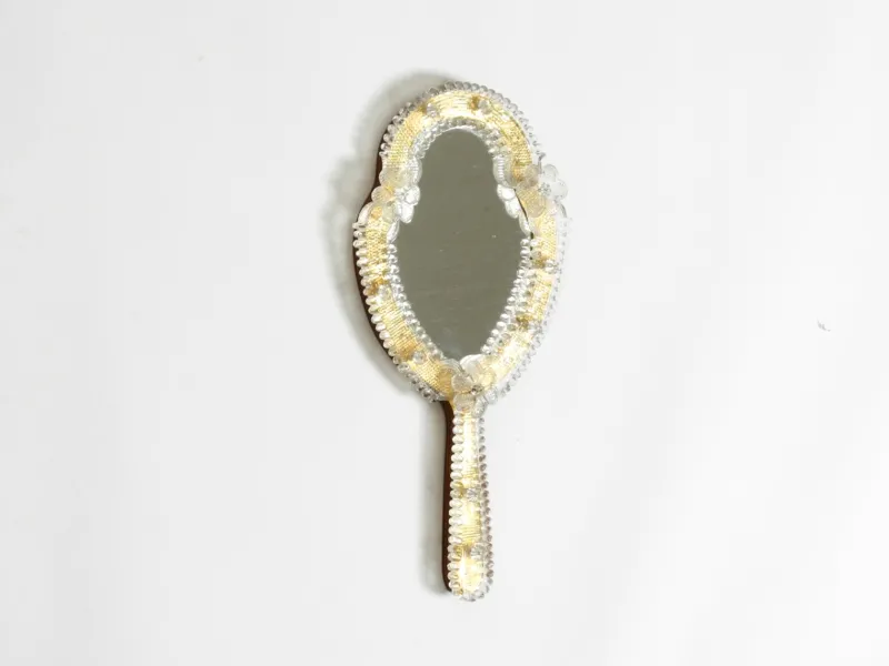 Pamono Mid-Century Modern Venetian Wall Mirror with Murano Glass Rosettes, 1950s> Mirrors