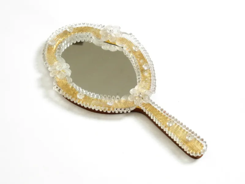 Pamono Mid-Century Modern Venetian Wall Mirror with Murano Glass Rosettes, 1950s> Mirrors