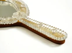 Pamono Mid-Century Modern Venetian Wall Mirror with Murano Glass Rosettes, 1950s><noscript><img width=