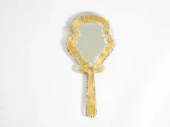 Online Pamono Mid-Century Modern Venetian Hand Mirror with Murano Glass Rosettes, 1950s