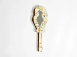 Online Pamono Mid-Century Modern Venetian Hand Mirror with Murano Glass Rosettes, 1950s