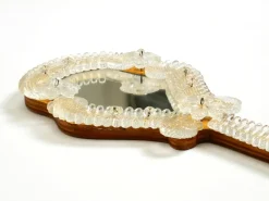 Online Pamono Mid-Century Modern Venetian Hand Mirror with Murano Glass Rosettes, 1950s