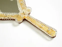 Online Pamono Mid-Century Modern Venetian Hand Mirror with Murano Glass Rosettes, 1950s