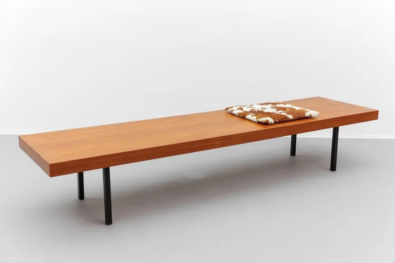 Outlet Pamono Mid-Century Modern Walnut Bench with Metal Feet, 1960s