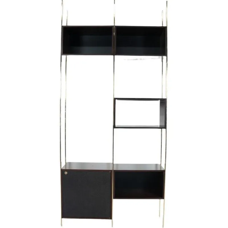 Hot Pamono Mid-Century Modern Wood and Brass Bookcase attributed to Jules Wabbes, 1960s