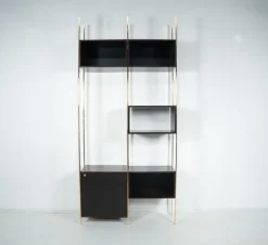 Hot Pamono Mid-Century Modern Wood and Brass Bookcase attributed to Jules Wabbes, 1960s