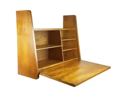New Pamono Mid-Century Modern Wooden Drop Off Wall Secretary attributed to Marcel Gascoin, 1950s
