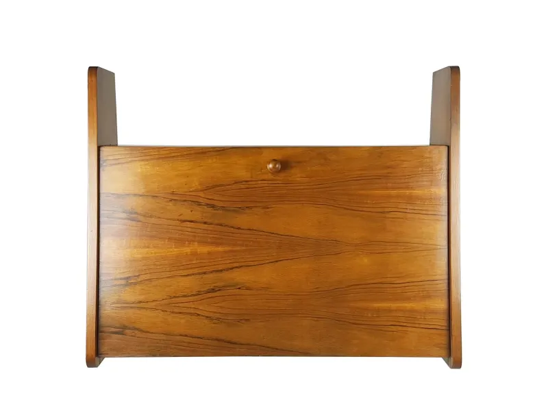 New Pamono Mid-Century Modern Wooden Drop Off Wall Secretary attributed to Marcel Gascoin, 1950s