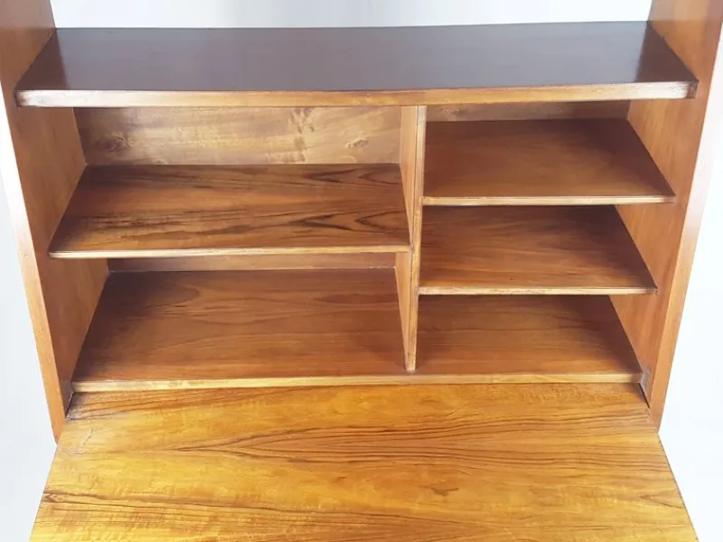 New Pamono Mid-Century Modern Wooden Drop Off Wall Secretary attributed to Marcel Gascoin, 1950s