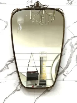 Pamono Mid-Century Modernist Console Table with Mirror in Brass, 1950s, Set of 2