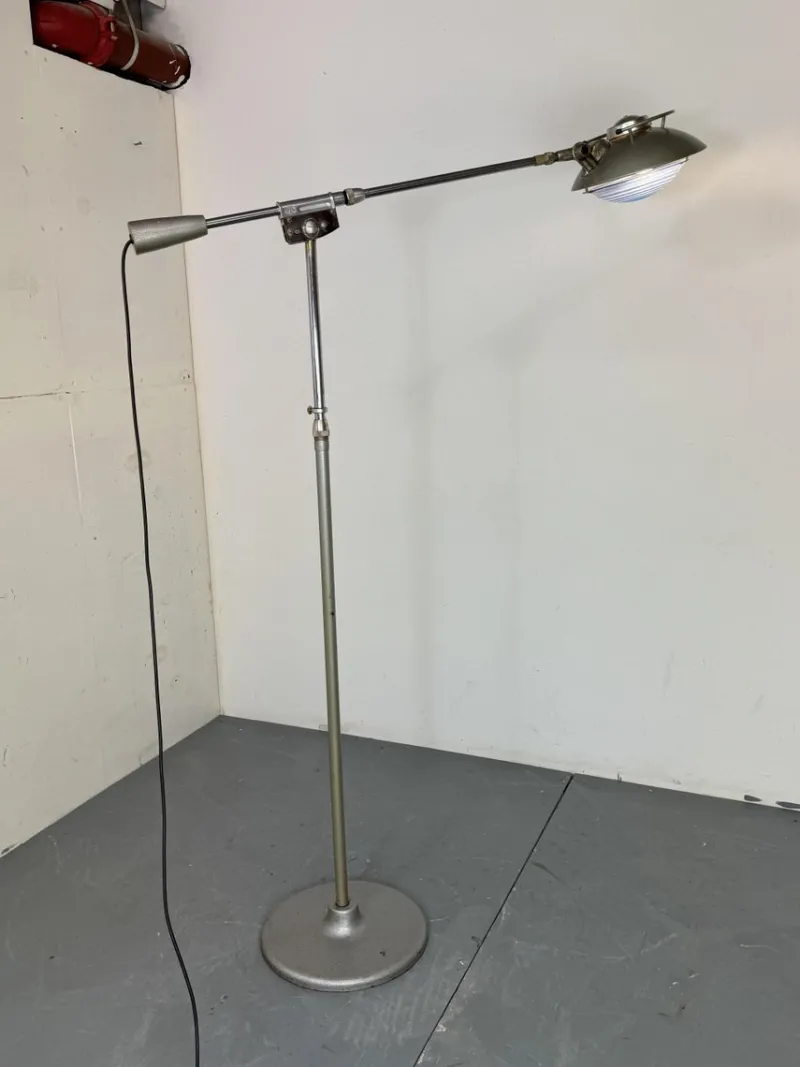 Pamono Mid-Century Modernist French Industrial Steel Floor Lamp from Ferdinand Solère, 1950s> Floor Lamps