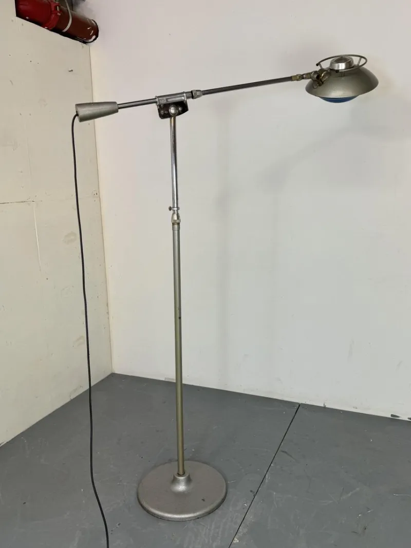 Pamono Mid-Century Modernist French Industrial Steel Floor Lamp from Ferdinand Solère, 1950s> Floor Lamps