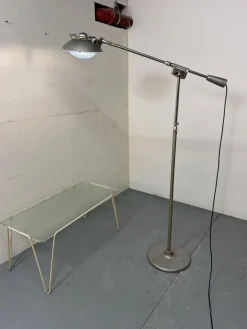 Pamono Mid-Century Modernist French Industrial Steel Floor Lamp from Ferdinand Solère, 1950s><noscript><img width=