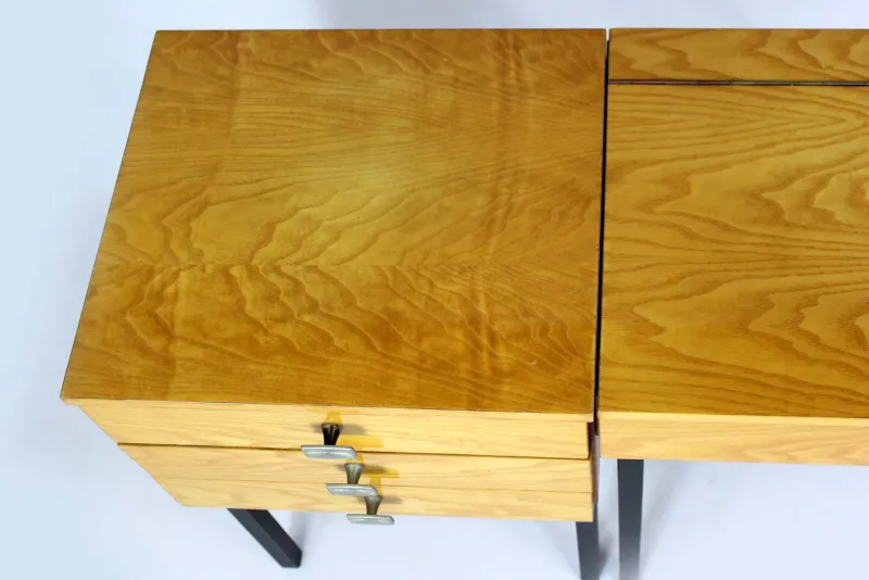 Pamono Mid-Century Modular Ash Desk with Mirror from Up Zavody, Czechoslovakia, 1970s> Dressing Tables