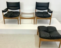 Online Pamono Mid-Century Modus Armchair, Table & Stool in Oak by Kristian Solmer Vedel for Soren Willadsen, Denmark, 1960s, Set of 4