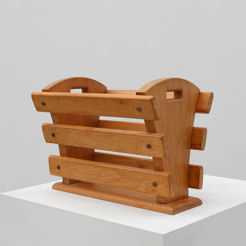 Clearance Pamono Mid-Century Oak Magazine Rack, France, 1960s