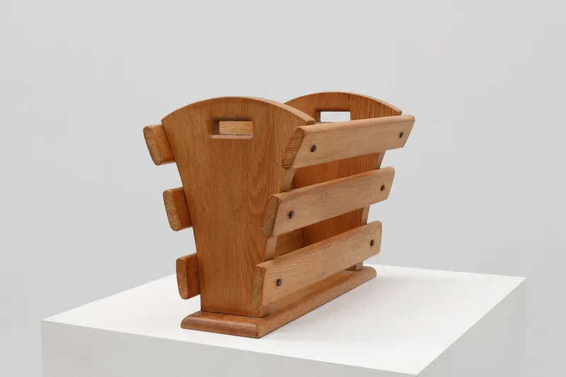 Clearance Pamono Mid-Century Oak Magazine Rack, France, 1960s