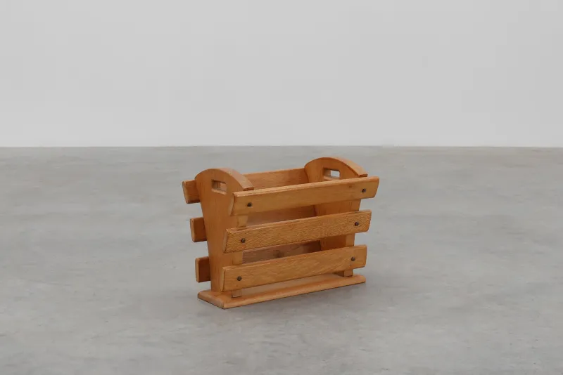 Clearance Pamono Mid-Century Oak Magazine Rack, France, 1960s