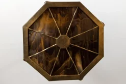 Pamono Mid-Century Octagonal Patinated Metal and Tiffany Glass Pendant Light, Germany><noscript><img width=