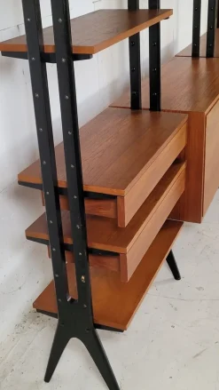 New Pamono Mid-Century Omnia Model Keralo Teak Standing Shelving System, 1960s