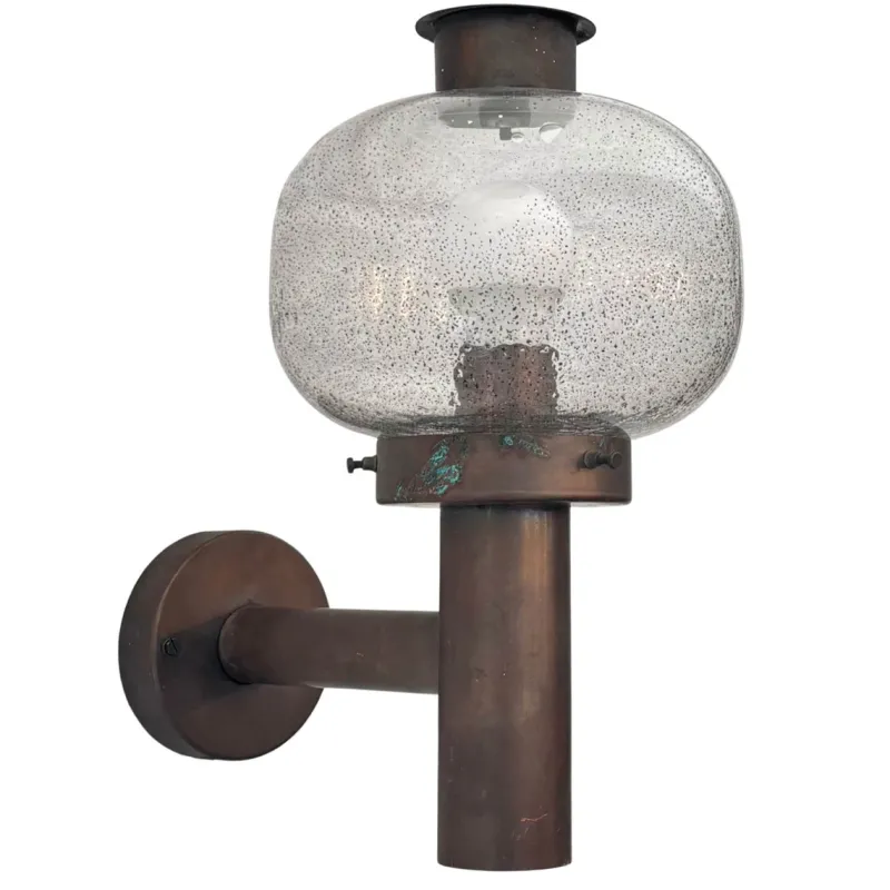 Pamono Mid-Century Outdoor Facade Lamp in Copper and Glass from Fagerhult, Sweden, 1970s> Garden Lighting