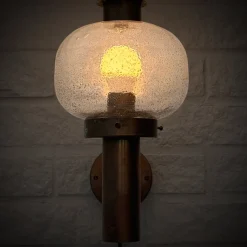 Pamono Mid-Century Outdoor Facade Lamp in Copper and Glass from Fagerhult, Sweden, 1970s><noscript><img width=