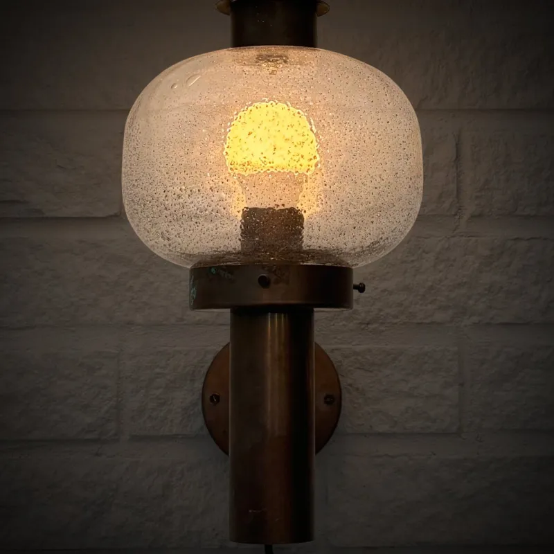 Pamono Mid-Century Outdoor Facade Lamp in Copper and Glass from Fagerhult, Sweden, 1970s> Garden Lighting