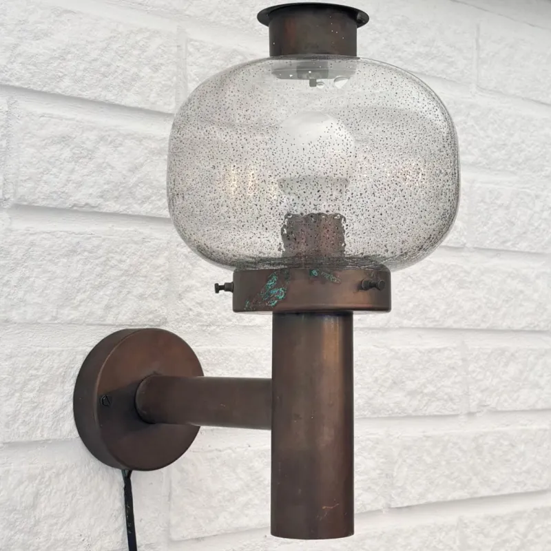 Pamono Mid-Century Outdoor Facade Lamp in Copper and Glass from Fagerhult, Sweden, 1970s> Garden Lighting