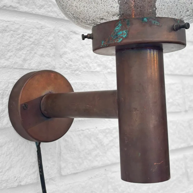 Pamono Mid-Century Outdoor Facade Lamp in Copper and Glass from Fagerhult, Sweden, 1970s> Garden Lighting