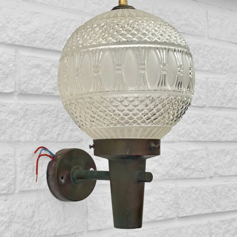 Hot Pamono Mid-Century Outdoor Facade Lamp in Copper and Glass, Sweden, 1960s