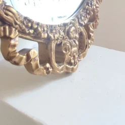 New Pamono Mid-Century Oval Gilt Wood Ornate Wall Mirror, 1950s