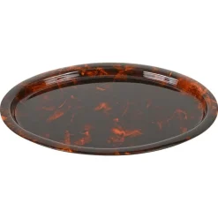 Outlet Pamono Mid-Century Oval Serving Tray in Tortoiseshell Acrylic Glass from Dior, Italy, 1970s