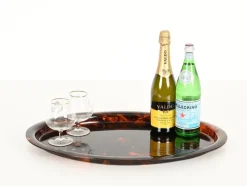 Outlet Pamono Mid-Century Oval Serving Tray in Tortoiseshell Acrylic Glass from Dior, Italy, 1970s