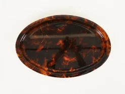 Outlet Pamono Mid-Century Oval Serving Tray in Tortoiseshell Acrylic Glass from Dior, Italy, 1970s